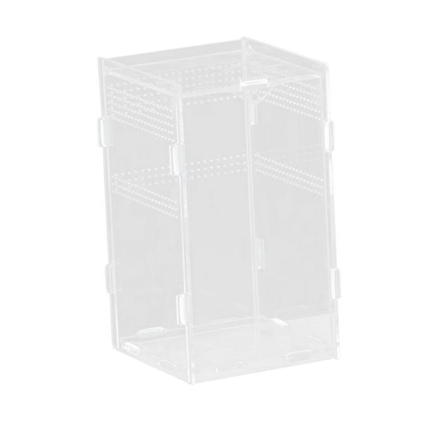 Caja de alimentación para reptiles, caja para tortugas, hábitat espacioso para incubación, terrario, tanque de cría, contenedor para tortugas, 12 x 12 x 20 cm
