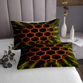 thumbnail image 3 of Erosebridal Orange Honeycomb Coverlet Set King, Neon Geometry Bedding Set, Abstract Room Decor, 3 of 5