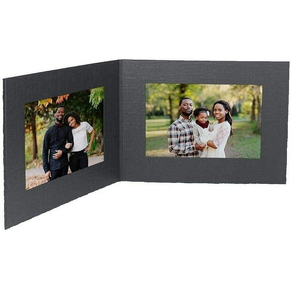 Double View Cardboard Photo Folders 7x5 Horizontal Black (25 Pack)