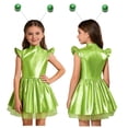 thumbnail image 2 of Aislor Girls 2Pcs Alien Dress Up Iridescent Glossy Flying Sleeve Ruffled Tutu Dress with Hair Hoop Green 10, 2 of 7