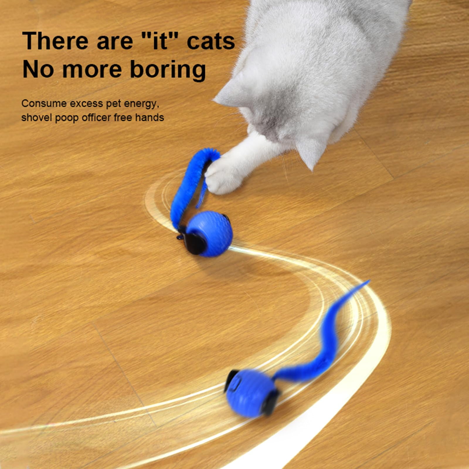Interactive Cat Ball Toy, 2025 New Cats Ball Toys with Cord Imitation Mouse, Smart Self Rolling Pet Toys for Bored Indoor Adult Cats, Automatic Moving Peppy Pet Balls