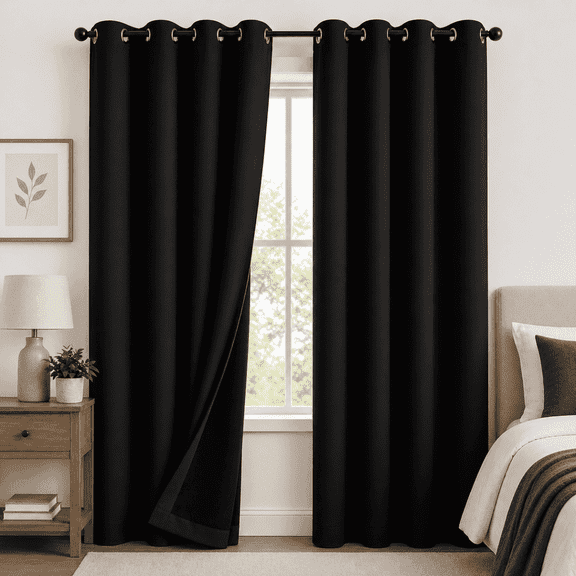 Lfeey Halloween Black Blackout Curtains 2 Panels, Thermal Insulated for Bedroom Grommet Drapes, 42x63 inch