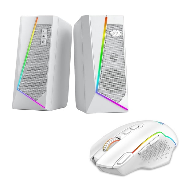 Parlantes RGB Redragon GS520 y Mouse Gamer Inalámbrico M810 Pro