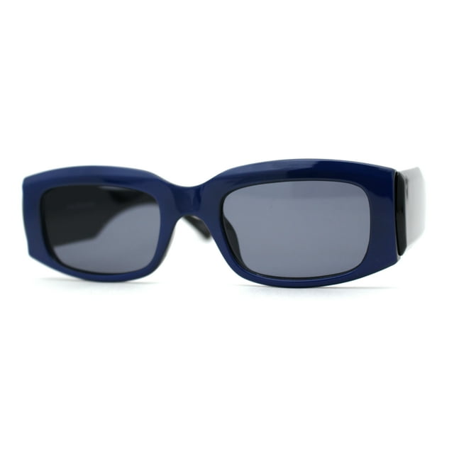Lunettes de Soleil Rétro Rectangulaires à Monture Épaisse pour Femmes Bleu
