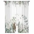 thumbnail image 3 of Christmas Botanical Sheer Curtains 72 Inches Long 2 Panels Set, Window Sheer Curtains for Living Room/Bedroom, Pinecone Eucalyptus Leaves Xmas Light Filtering Rod Pocket Curtain 52'' x 72'' x 2, 3 of 7