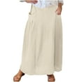 thumbnail image 2 of Viikei Ruffled Skirt in Cotton,Women's Elastic Waistband Pleated Pocket Skirt With Mid Calf Skirt White M, 2 of 6