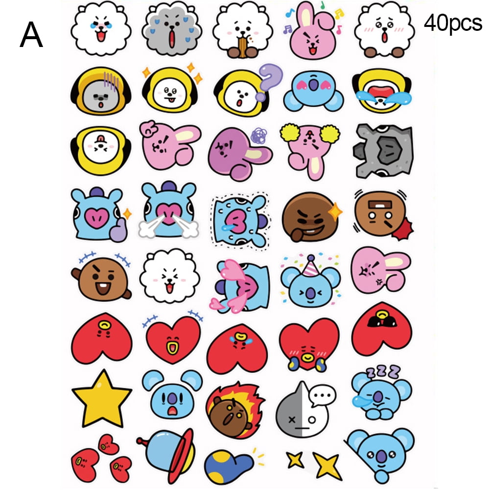 sijiali 40pcs set cartoon bts adhesive stickers decals phone bag luggage decoration walmart com