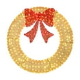 thumbnail image 2 of 60in Pre-Lit Outdoor Christmas Wreath with 400 LED Lights, Red Bow, Timer Remote, Weather-Resistant for Long-Lasting Holiday Cheer (Gold), 2 of 7