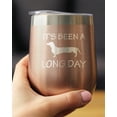 thumbnail image 3 of Long Day - Insulated Wine Tumbler with Sliding Lid - Funny Dachshund Gifts - Rose Gold 12oz, 3 of 3