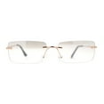 thumbnail image 2 of Rimless Rectangular 90s Elegant Metal Rim Sunglasses Gold Grey, 2 of 4