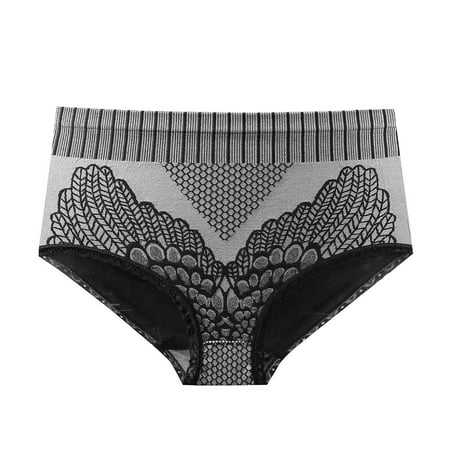 Rbaofujie Women Underwear High Waist Cotton Briefs Ladies Panties Tummy Control Panty Full Coverage Gray M Bikini Underwear for Women