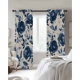 thumbnail image 4 of Navy Blue Peony Blackout Curtains for Bedroom Living Room Darkening Curtains 96 Inches Long Retro Floral Botanical Blossom Window Curtain 2 Panels Set Window Treatment Grommet Drapes 52"x96", 4 of 9