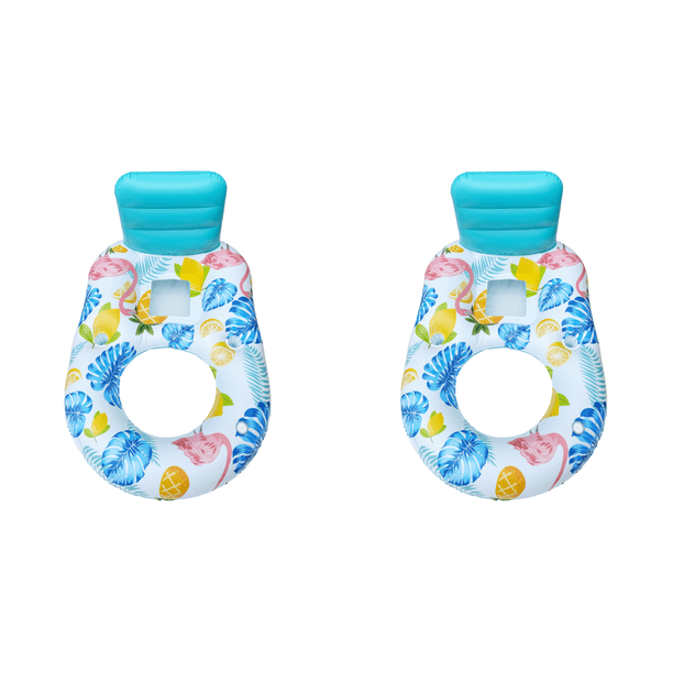 Flotadores Inflables para Piscina Con Portavasos Respaldo Asientos Flotantes Salón (colorido)