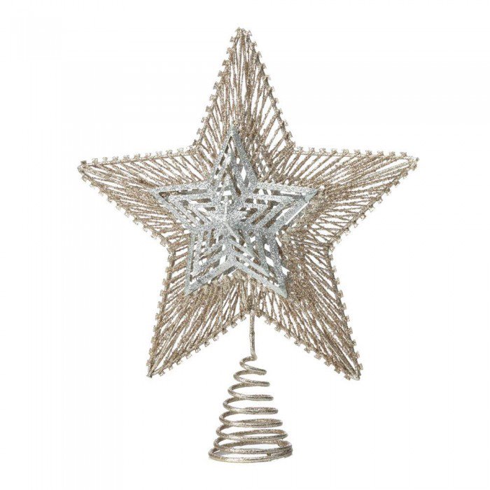 GOLD AND SILVER STAR TREE TOPPER