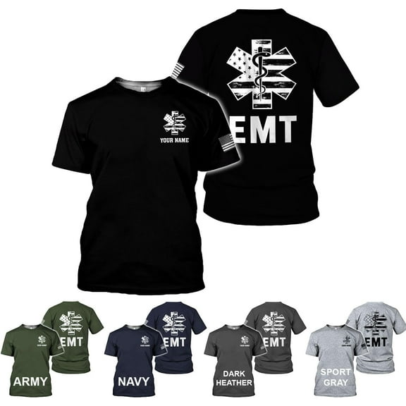 Personalized EMT Shirt, EMS Shirt, Customized EMS Shirts,EMT Paramedic Uniform Emergency Medical Technician Shirts (DefaultTitle, M)