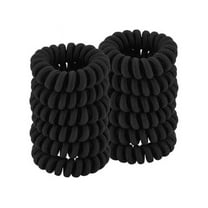 Spiral Hair Ties , Coil Hair Ties for Thick Hair, Ponytail Holder Hair Ties for Women , No Crease Hair Ties, Phone Cord Hair Ties for all Hair Types with Plastic Spiral(Cloth Black,12 Pcs)
