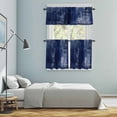 thumbnail image 6 of Navy Blue Kitchen Curtains Valances and Tiers Set of 3 Abstract Art Graffiti Paint Style Tier Curtains and Valance with Rod Pocket for Small Windows, 27.5"x36", 6 of 9