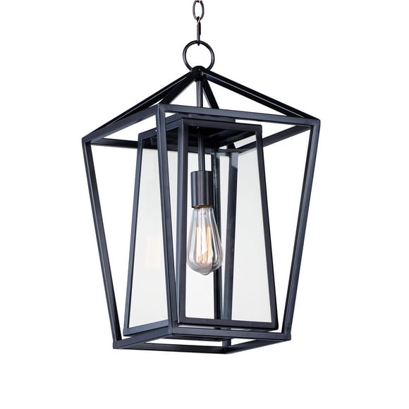 Maxim Artisan Black Outdoor Hanging Lantern with Clear Glass, 20.5" Tall
