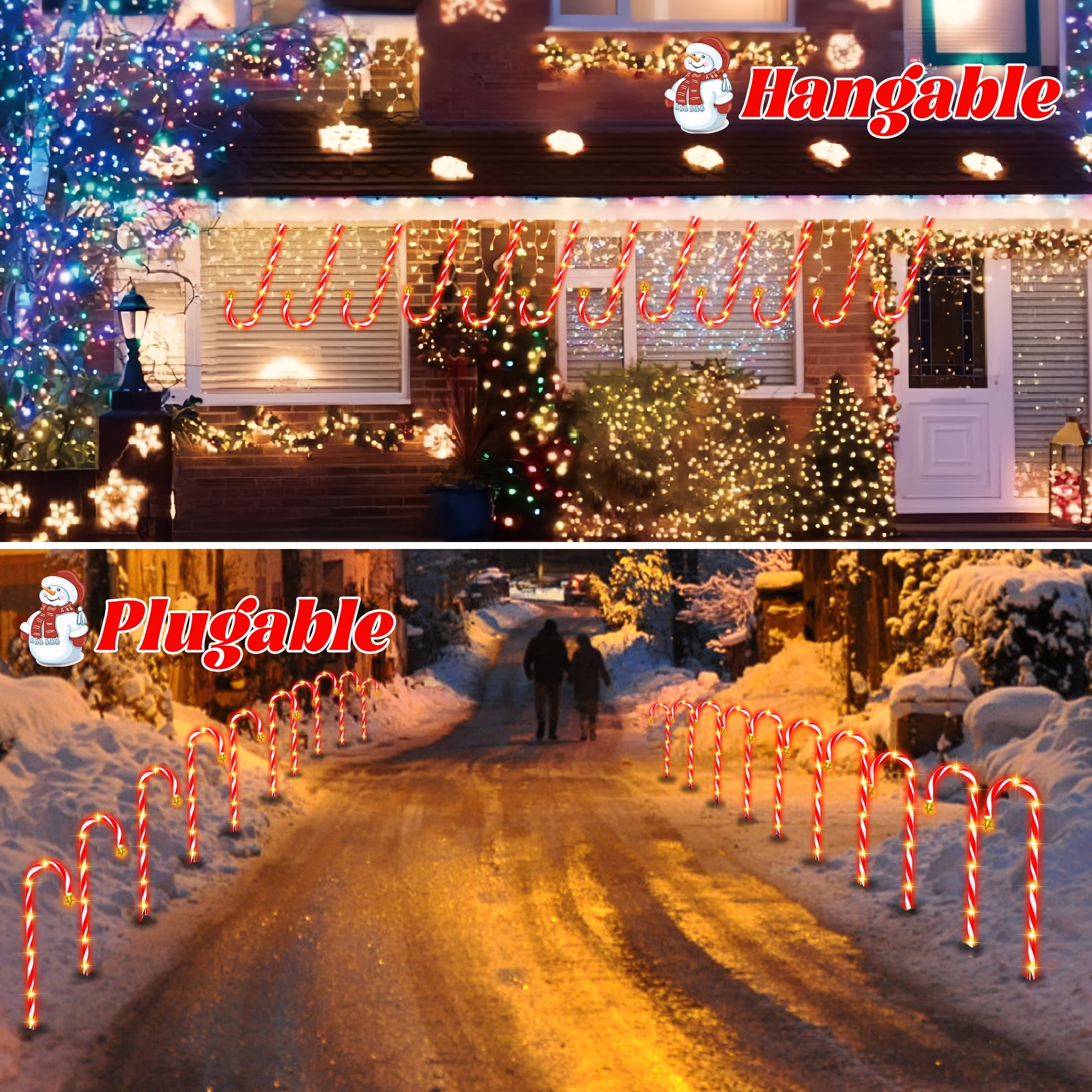 25’’ Christmas Candy Cane Lights,  72 LED Pathway Markers Lights for Christmas Outdoor Decorations, 12 Pack