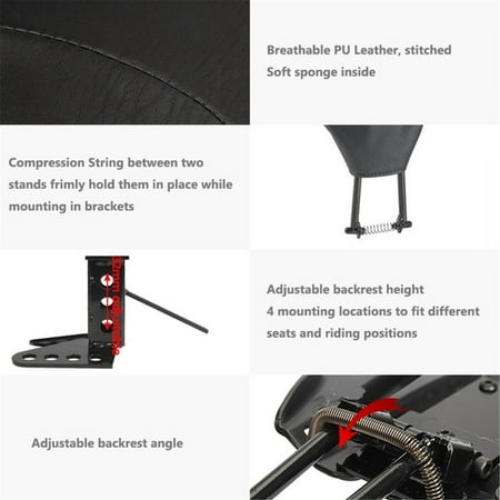 - Adjustable Foldable Driver Rider Backrest Pad + Mounting Kit For Harley Touring FLHT FLHR FLHX Street Electra Glide 2009-2017