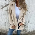 thumbnail image 5 of Fall Winter Women Jacket Turn-down Collar Mid Length Single-breasted Solid Color Fake Pockets Commuting Daily Wear Overcoat, 5 of 7
