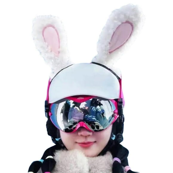 Plush Rabbit Ears Helmet Ear Decorations For Outdoor Adventures L5H4