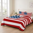 thumbnail image 2 of Queen Quilt Set 90''x96'', American Flag Lightweight Summer Bedspread Coverlet Set with 2 Pillow Shams, Blue Red USA Flag Breathable All Season Quilt Bedding for Bedroom/Guest Room, 2 of 9
