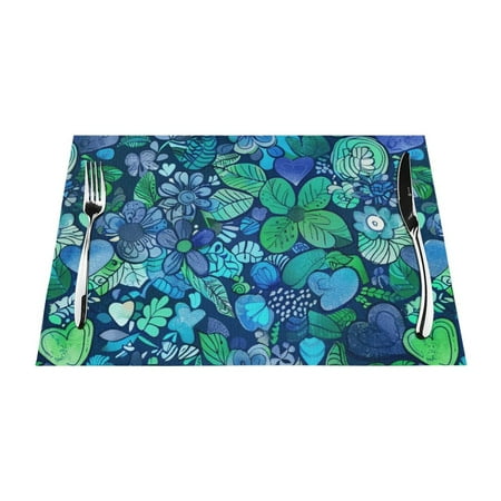 

Floral painting in watercolor Table mat can be wiped dinner mat set felt can be wiped heat-resistant waterproof and non slip dinner mat rectangular thick mat