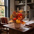 thumbnail image 4 of Fall Decor for Thanksgiving Autumn Home Table Fireplace Decorations | Artificial Fall Maple Leaves Pumpkin Berry Potted for Harvest Halloween Indoor Holiday Party Decorations (A-2PCS), 4 of 8