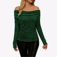 thumbnail image 5 of Womens Shirts Womens Sequin Top Long Sleeve Dark Green Sparkly Shirt Shiny Top Ladies Shirts Holiday Tops, 5 of 8
