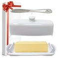 thumbnail image 3 of LAH KITCHEN Butter Dish with Knife - Butter Container with Magnetic Lid - White, 3 of 8