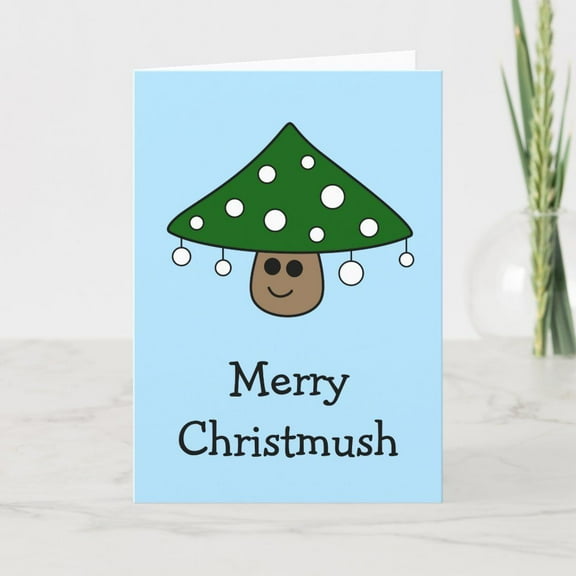 Merry Christmush Card – Fun Holiday Greeting Card with Cute Mushroom Design – Blank Inside for Personal Messages – Perfect for Christmas Cheer