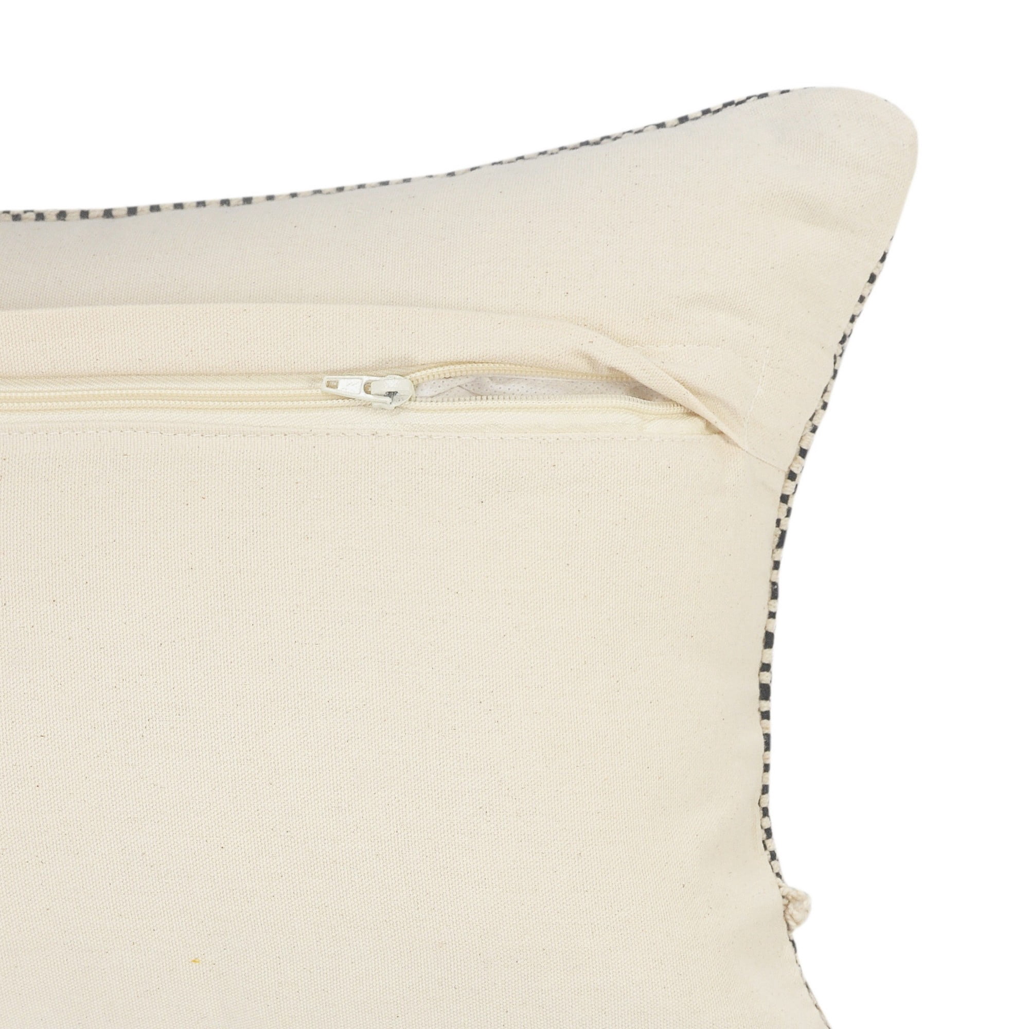 Laddha Home Designs Handwoven Diamond Cotton Throw Pillow Cover - 20" - Gray and Cream