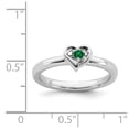 thumbnail image 5 of 925 Sterling Silver Stackable Expressions Created Emerald Heart Ring Size: 8; for Adults and Teens; for Women and Men, 5 of 5