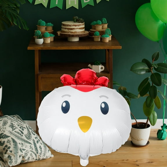 Masteelf 5pcs Chicken Birthday Balloons Farm Animal Party Balloon Decorations Large Chicken Aluminum Balloon for Farm Animal Birthday Party Supplies