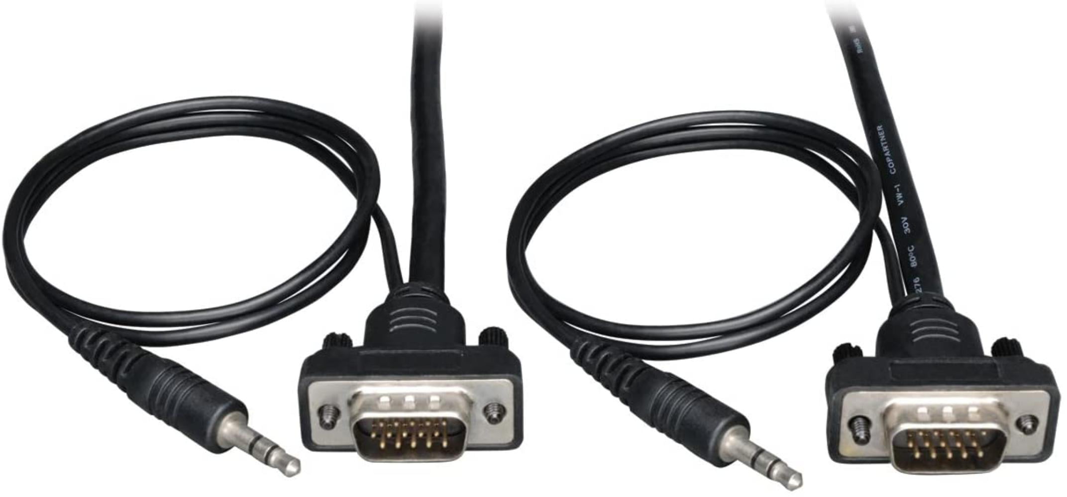 AUX 3.5mm Video Audio Cabl For TV PC MAC Monitor 6FT-30FT Super VGA SVGA HD15 