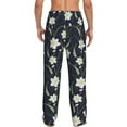 thumbnail image 3 of Uemuo Lilies Flowers Pattern Men's Wide Leg Palazzo Lounge Pants with Pockets Light Weight Loose Comfy Casual Pajama Pants-Medium, 3 of 9