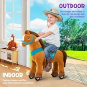 PonyCycle Kid-Powered Ride-On Horse Toy, No Battery, Hand Brake, Ages 3-4, Brown, E337