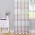 thumbnail image 6 of Yiwa Sheer Curtains, Room Decorative Splicing Stripe Voile Grommet Sheer Curtain Panels Yarn Dyed Boucle Linen Textured Semi Sheer Window Drapes for Bedroom, 52" W x 63" L,Pink/Taupe, 2 Panels, 6 of 7