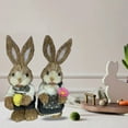 thumbnail image 5 of geerera 2-Pack Standing Woven Easter Bunny Figurines,9 Inch Decorative Sisal Rabbit Statues for Office Kitchen Farmhouse Spring Home Decor, 5 of 6
