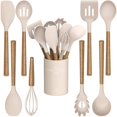 thumbnail image 1 of Juego de utensilios de cocina de silicona, juego de espátula de utensilios de cocina de 9 piezas con mango de madera para utensilios de cocina antiadherentes 446F, utensilios de cocina de silicona res, 1 of 5