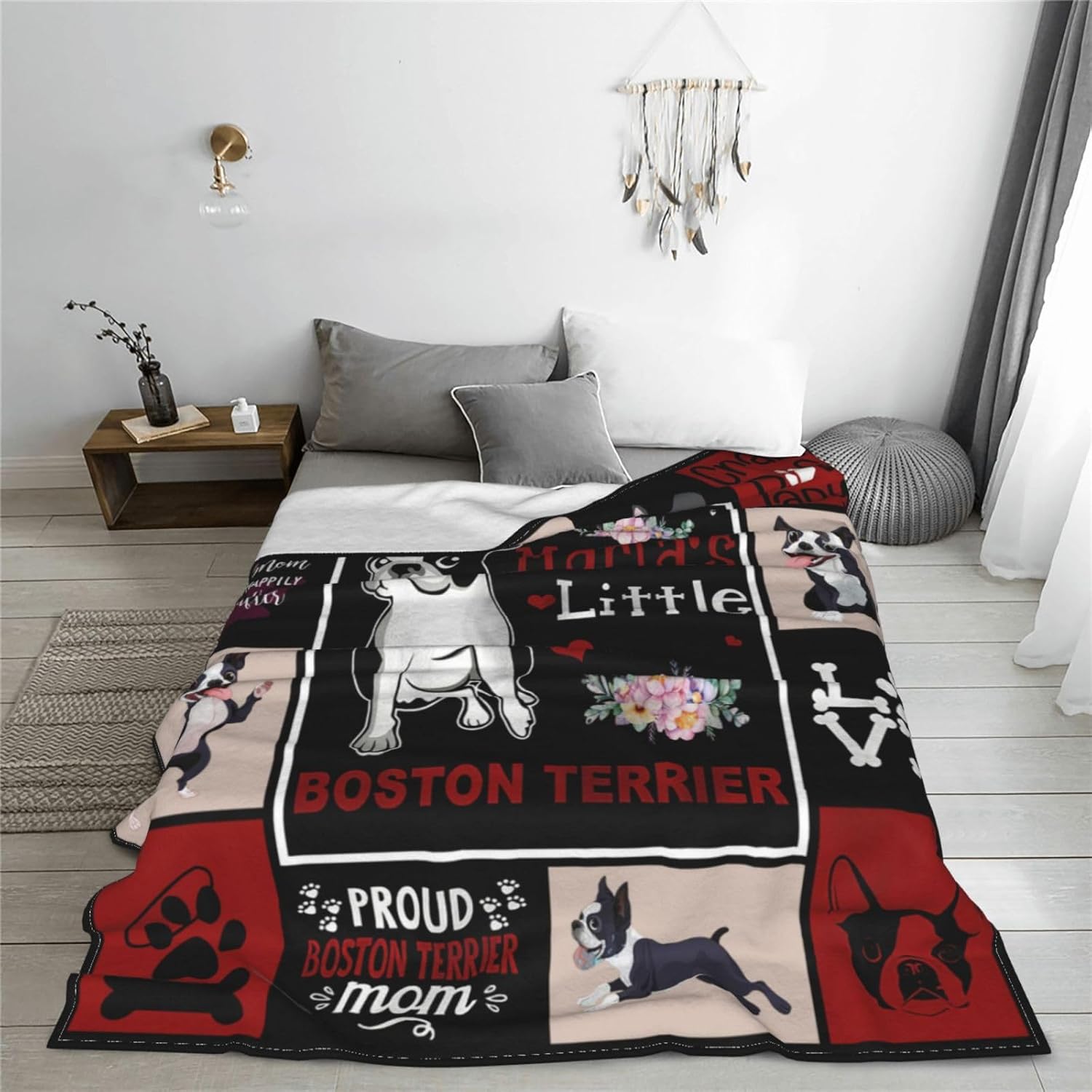 Boston Terrier Blanket Boston Terrier Gifts Throw Blankets Cozy Fleece Flannel Blanket Soft Warm Plush Lightweight Blanket Dog Gift for Couch Sofa Bed for Women Girls 50"X60"