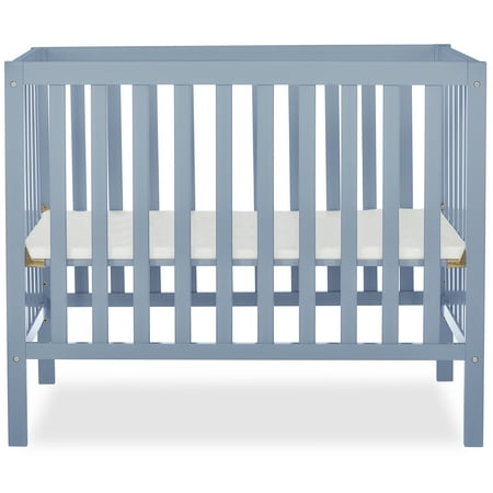 Dream On Me Edgewood 4-in-1 Convertible Mini Crib, Dusty Blue