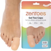 ZenToes Gel Toe Caps, Protects Missing and Ingrown Toenails, Size Large, Beige, 6 Count