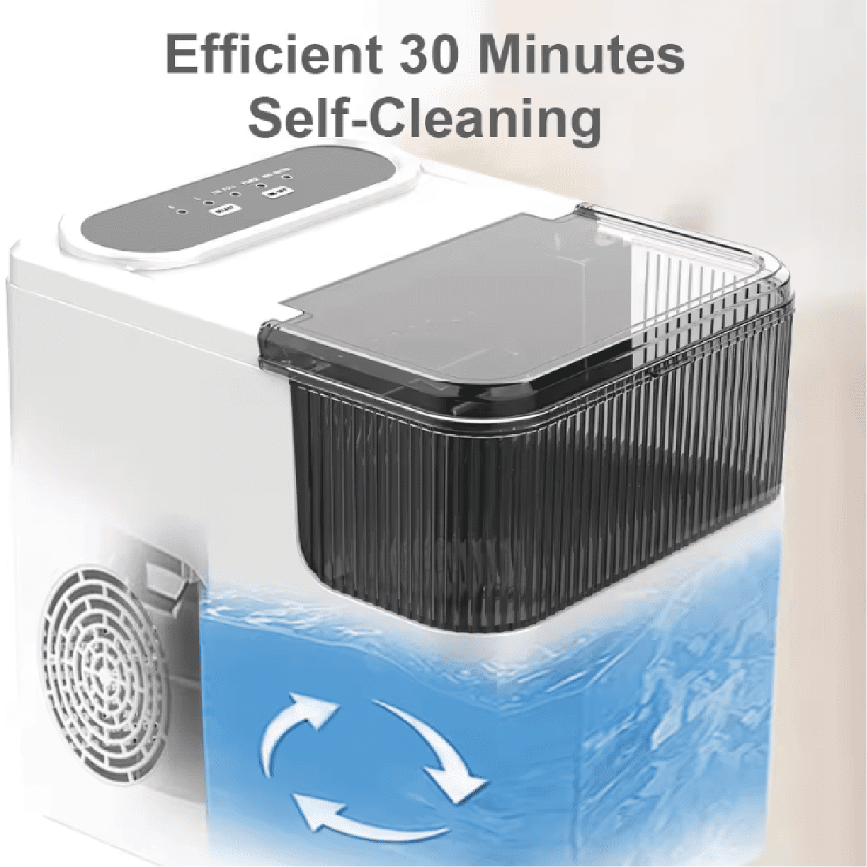 ROSQZER Ice making machines,Countertop Ice Maker Machine with Handle, 26lbs Per Day, 9 Ice Cubes Ready in 6 Mins, Auto-Cleaning Portable Ice Maker with Basket and Scoop (White)