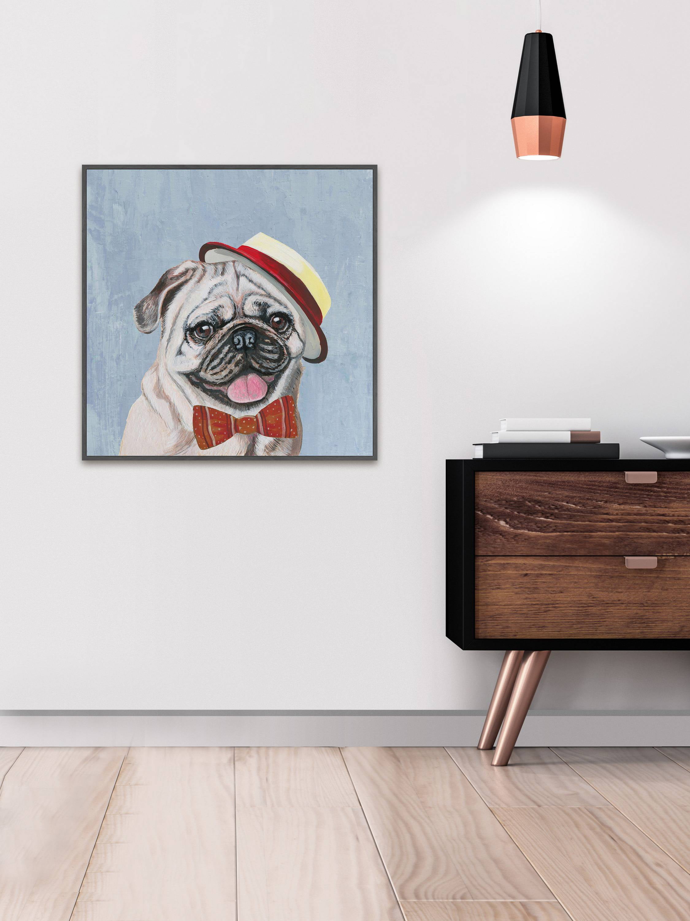 Marmont Hill "King Pin Pug" Floater Framed Painting Print on Canvas