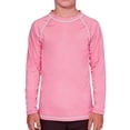 thumbnail image 3 of Lumosvexa Boys Long Sleeve Rashguard Quick Dry Crew Neck Lightweight Summer Beach Surf Rash Guard Pink 10-12, 3 of 7