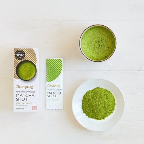 Clearspring Organic Japanese Matcha Shot Premium Grade Green Tea Powder 8 's, British Import (Pack of 3)