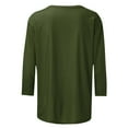 thumbnail image 4 of aohooy Solid 3/4 Sleeve Tops for Women Crew Neck Basic T-Shirts Plain Loose Spring Summer Cute Tunic Tee Blouses Fit Pullover Top Shirt 2025 Army Green,M, 4 of 5