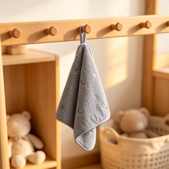 Cute Heart Embroidery Coral Fleece Hand Towel 12x12 Inch, Absorbent Soft Small Microfiber Face Towels, Quick Dry Multipurpose Wash Cloths for Bathroom Kitchen Home Use, 4 Colors Available